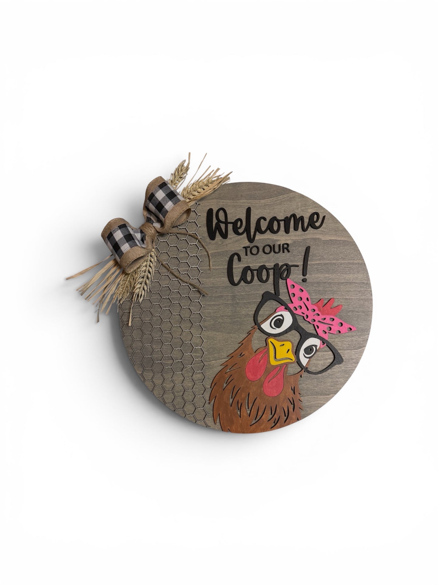 Welcome to Our Coop Door Sign | 15” Handmade Farmhouse Chicken Door Hanger