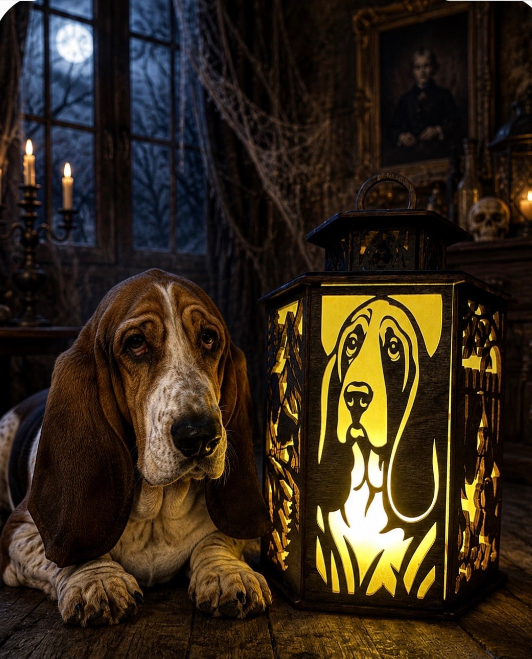 Basset Hound Lantern | Handmade Laser Cut Wooden LED Dog Lantern
