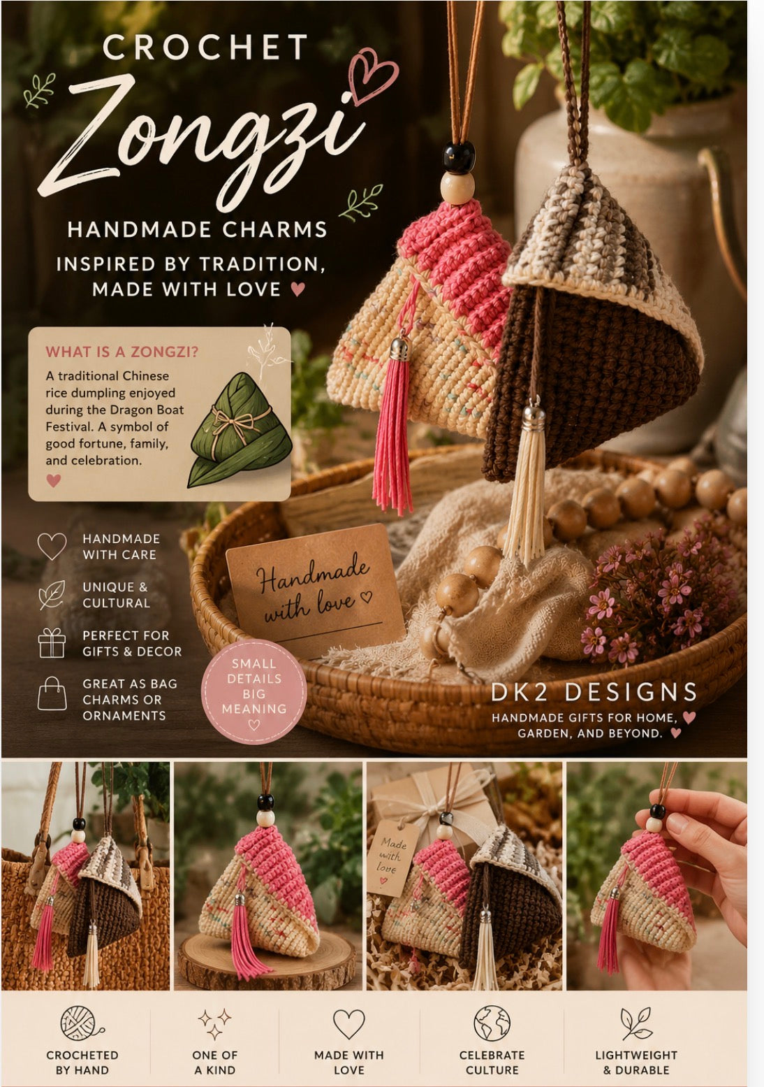 Handmade Crochet Zongzi Pouch/Bag | Available in Multiple Colors