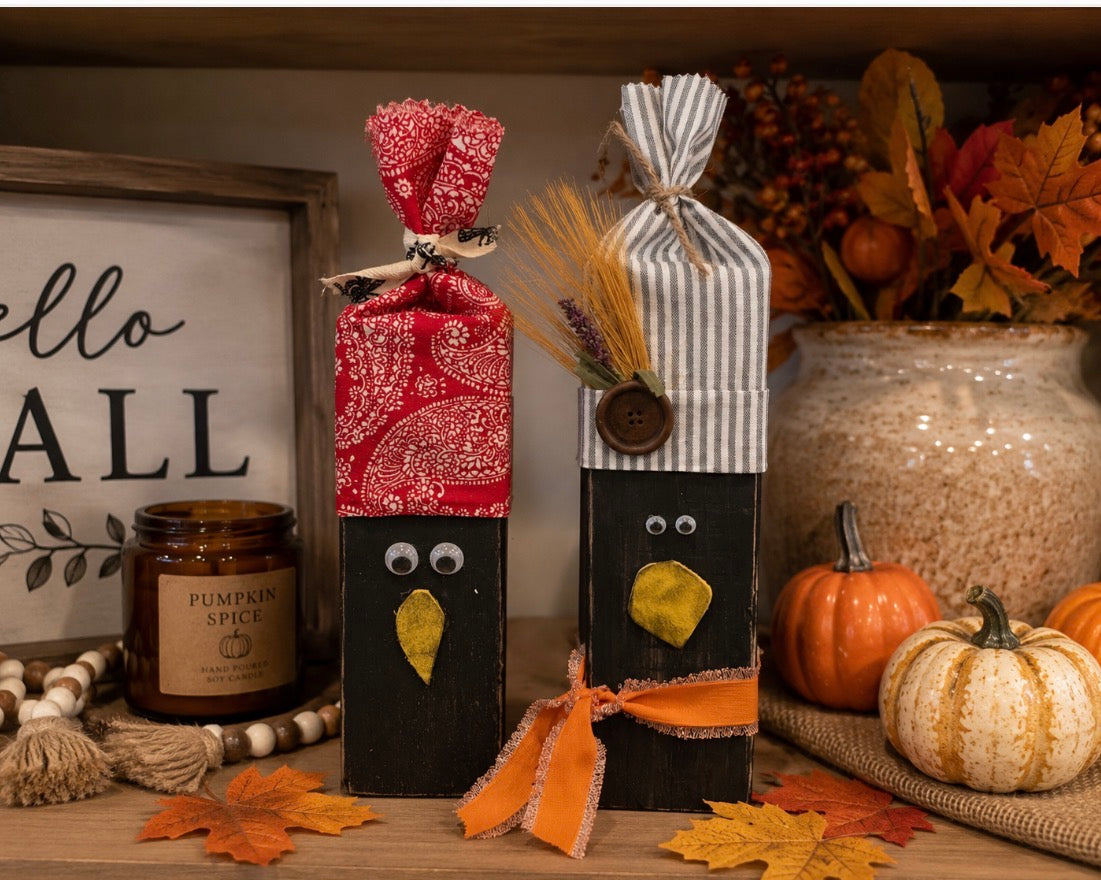 Rustic Wooden Crow Shelf Sitters – Handmade Fall Decor