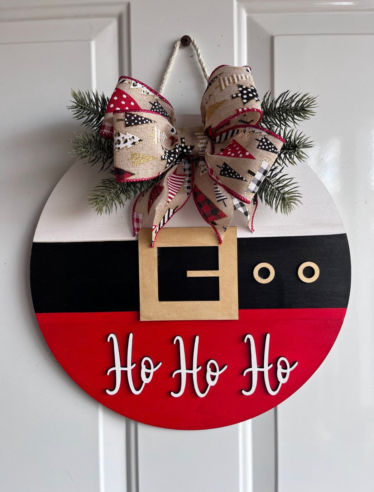 Santa Door Sign | Handmade Christmas Door Hanger