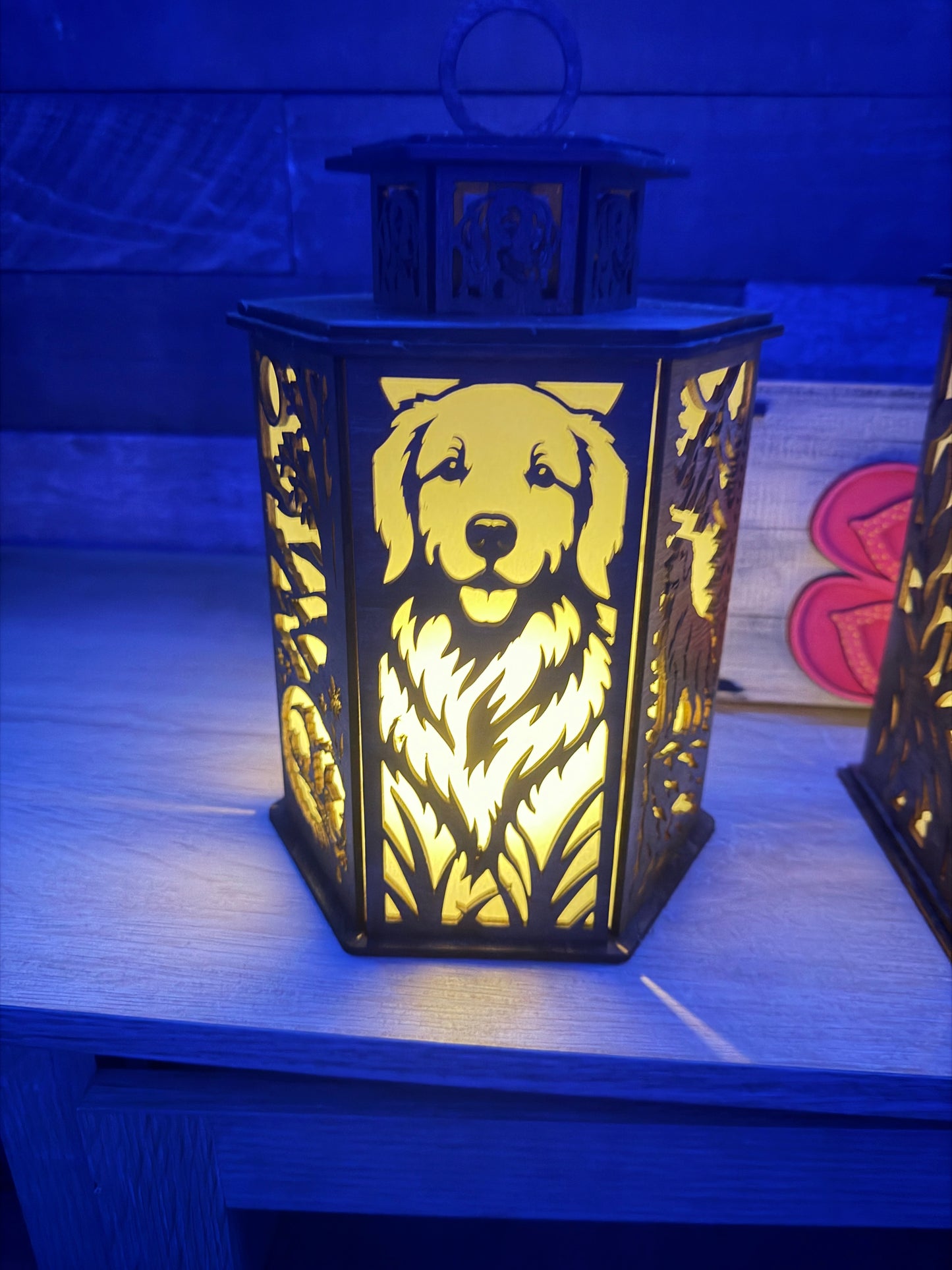Golden Retriever Handmade Laser-Cut Wood Lantern