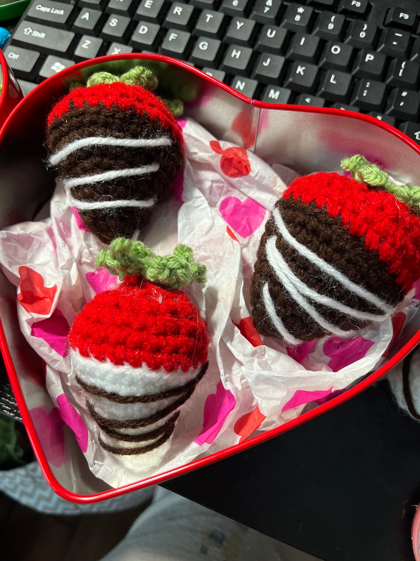 Crocheted "Chocolate Covered" Strawberries
